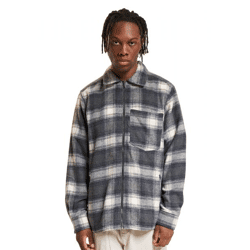 ONLY & SONS Austin Wool Zip Overshirt grau Nadelstreifen/Antikweiß