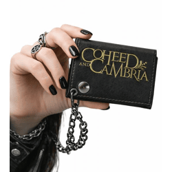 COHEED AND CAMBRIA Leder-Geldbörse mit Logo-Motiv Metalldruckknöpfen und Kette Rockiger Gothic-Style LW105544COH0 Schwarz/Gold