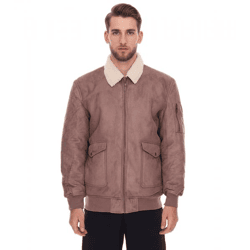 Herren Kernige Jacke in Wildlederoptik mit Teddykragen Outdoor-Jacke 955829 Hell-Braun