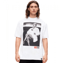 RE:COVERED X Studio Canal Herren T-Shirt BASIC INSTINCT Baumwoll-Shirt mit großem Print Rundhals-Shirt RCSTC113 Weiß