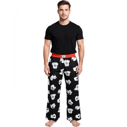RE:COVERED X Disney Mickey Mouse Loungepants Herren Schlafanzug-Hose mit Mickey Mouse Print Baumwolle Pyjama-Hose RCDIF2106 Schwarz/Weiß