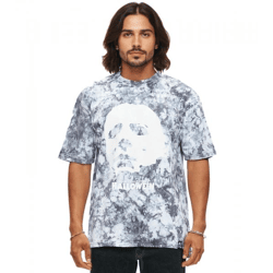 RE:COVERED X John Carpenter`s Halloween Herren T-Shirt im Batikmuster Rundhals-Shirt Fan-Shirt RCSTC117 Grau/Weiß