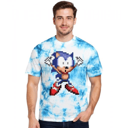RE:COVERED X SEGA Herren T-Shirt mit Sonic-Print Baumwoll-Shirt Rundhals-Shirt RCSEGA552 Blau/Weiß