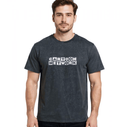 RE:COVERED X Cartoon Network Herren T-Shirt mit Motto-Print Baumwoll-Shirt Rundhals-Shirt RCWARN753 Grau