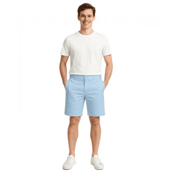 CASUAL FRIDAY Peterson Herren Freizeit-Bermuda Chino-Hose mit Leinen Baumwoll-Shorts kurze Hose 20504682 154030 Blau