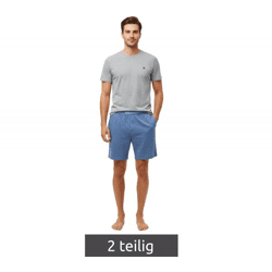leichter SCOTCH & SODA Herren Pyjama 2-teiliges Shorty-Set mit Baumwolle kurzer Schlafanzug SSSP25M389721-410 Grau/Navy