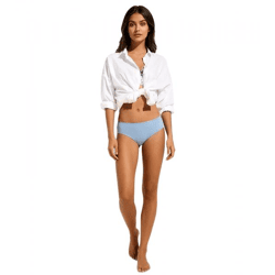 schlichte Damen Bikini Hose Bikini-Slip mit normalem Beinausschnitt Bademode 907470 Blau