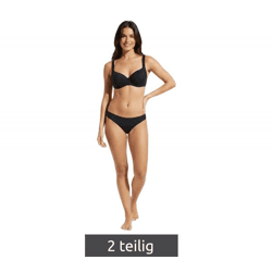 zeitloses Damen Bikini-Set zweiteiliger Minimizer mit verstellbaren Träger Bademode E-Körbchen 960209 Schwarz/Weiß
