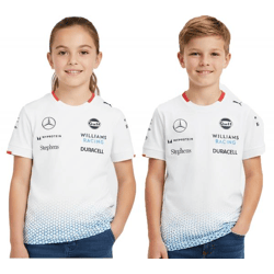 sportliches PUMA x Williams F1 Racing Team 2024 Formel 1 Kinder Kurzarm-Shirt Sport-Shirt mit Sponsoren Logos 701227475 002 Weiß