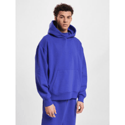 bequemer DEF Herren Hoodie Taschen Kapuze 360 g/m² mit Baumwolle Blau