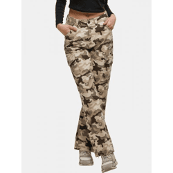 moderne DEF Damen Jeans Straight Fit mit Baumwolle Camouflage