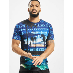 modernes Just Rhyse Herren T-Shirt mit H-Shape-Schnitt Kurzarm-Shirt Blau