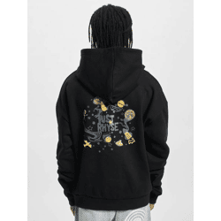 bequemer Just Rhyse Herren Hoodie große Kapuze Rippbündchen mit Baumwolle Schwarz