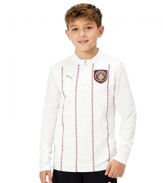 offizielles PUMA Manchester City Kinder Pre-Match Trikot nachhaltiges M&auml;dchen und Jungen Premier League Fu&szlig;ball-Shirt 701235048 002 Wei&szlig;