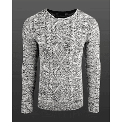 Modern Men's Crew-Neck Sweater in a Contrasting Color Design, Sweater 6234, White