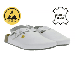 Rutschhemmende hsm Herren Arbeits-Pantoletten ESD-geeignet Echtleder-Schuhe mit SRA-Schutzklasse Sandalen Berufsschuhe Factory Second B-War