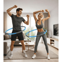 EDURO Hula Hoop Reifen gepolstertes Sportgerät für zu Hause Fitness-Reifen 97cm 8983249 Blau/Grau