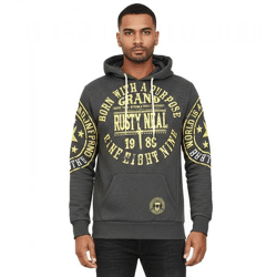Vielseitiger Kapuzen-Pullover für Herren mit coolen Markenprints Hoodie Sweater 19078 Anthrazit