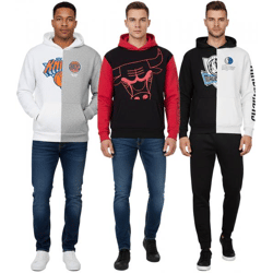 Hollister X NBA Herren Hoodie mit Team-Logo-Aufdruck Baumwoll-Pullover 322-221-1590 verschiedene Modelle New York Knicks (Grau/weiß), Dall