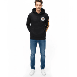 Hollister X NHL Pittsburgh Penguins Herren Hoodie mit Team-Logo-Aufdruck Baumwoll-Pullover 322-221-1606-900 Schwarz