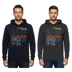 FQ1924 Erik Herren Sweatshirt Kapuzen-Pullover Baumwoll-Pulli mit Stickerei 21900544-ME Grau oder Dunkelblau