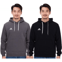 adidas Entrada 22 Hoody Herren Kapuzen-Pullover nachhaltiger Herren Baumwoll-Sweater mit Kängurutasche Hoodie Schwarz oder Grau