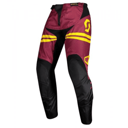 SCOTT Pant 350 Men's Motocross Pants, Motorsports Apparel with Leather Knees 273392 6425 Wine Red/Yellow