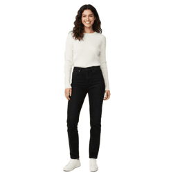 UNEFFECTED Damen Premium Destroyed Straight Fit Jeans Baumwolle schwarz