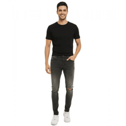 Criminal Damage Skinny-Jeans in Rip-Waschung, Grau