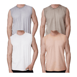 Herren Tank-Top Kurzarm-Shirt schlichtes Sommer Top Baumwoll-Shirt R-15286 Hell-Orange, Weiß, Khaki oder Grau