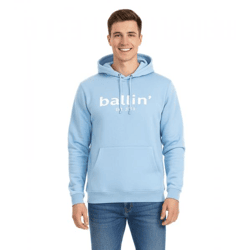 Ballin Est. 2013 Herren Kapuzen-Pullover nachhaltiger Sweat-Hoodie mit Logo-Schriftzug auf der Front HO-H00050-SKY Blau