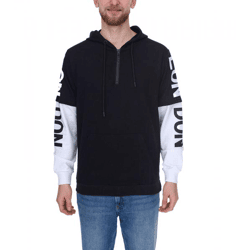 vsct LonDon 2In1 Herren Hoodie im 2-in-1-Look Baumwoll Kapuzen-Pullover 5643325 Schwarz/Weiß