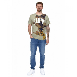 STAPLE Sage Herren T-Shirt modisches Baumwoll-Shirt mit großem Schlangen und Adler Print 2209C6995 Olivgrün