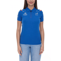 Kappa X ALPINE Formel 1 Team Ocon Gasly Damen Polo-Hemd mit HydroWayProtection Baumwoll Kurzarm-Shirt 35163WW AF1 063 Blau