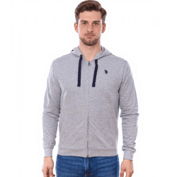 U.S. POLO ASSN. Herren Sweat-Jacke mit Kapuze Baumwoll-Jacke Pullover 162 62510 52191 282 Grau