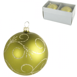Weihnachtskugel aus Glas, goldfarben, 8 cm, 2 Stück