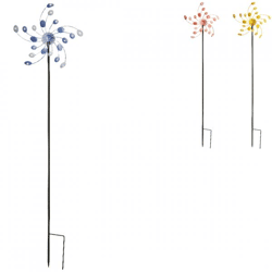 (R) Garten Neunauge Solar Spinner LED Metall 130 cm 3 assorti