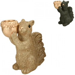 Schaal Jingle eekhoorn staand groen/goudkleurig 16 cm 2 assorti