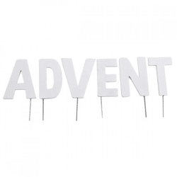 Decoratie Kerst letterstekers ADVENT wit 8 cm