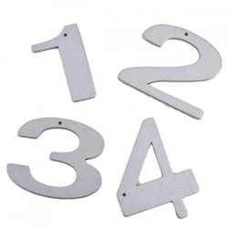 Decoratie letters 1,2,3,4 zilverkleurig 6 cm