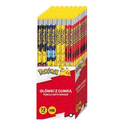 Pokémon - Pencils in a display of 72 - assorted in 4 colors