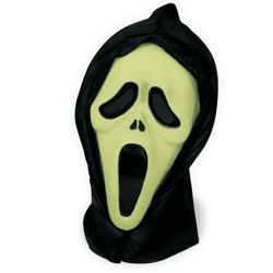 Halbmaske Geist mit Haube, nachtleuchtend - 1-teilig - Adult