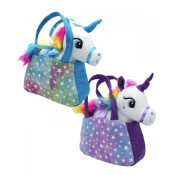 Einhorn Glow in the Dark Plüschtasche - 3-fach sortiert - 23 cm