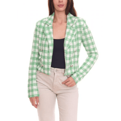 Aniston CASUALS Damen Blazer karierter Kurzblazer mit Zierknöpfen 98869141 Grün
