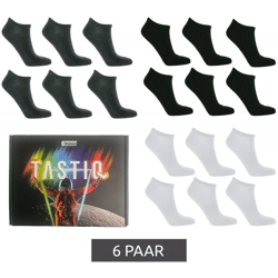 6 Paar TASTIQ Sneaker-Socken schlichte Baumwoll-Socken in Geschenkbox Sport-Socken Schwarz, Grau oder Weiß