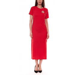 DELMAO Damen Maxi-Kleid Jersey-Kleid mit hohen Schlitzen 82576949 Rot