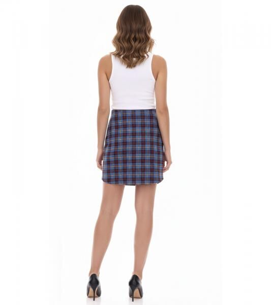 Aniston CASUAL Damen Rock Mini-Rock Kariert Schlupfrock 87576024 Blau/Braun