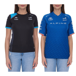 Kappa X ALPINE Formel 1 F1 Ocon Damen Sport-Trikot mit V-Ausschnitt oder T-Shirt mit HYDRO WAY PROTECTION-Technologie Alltags-Shirt Kurzarm