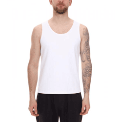 STONES Herren Tank Top modernes Muskel-Shirt aus Baumwolle Rundhals-Top Unterhemd Weiß