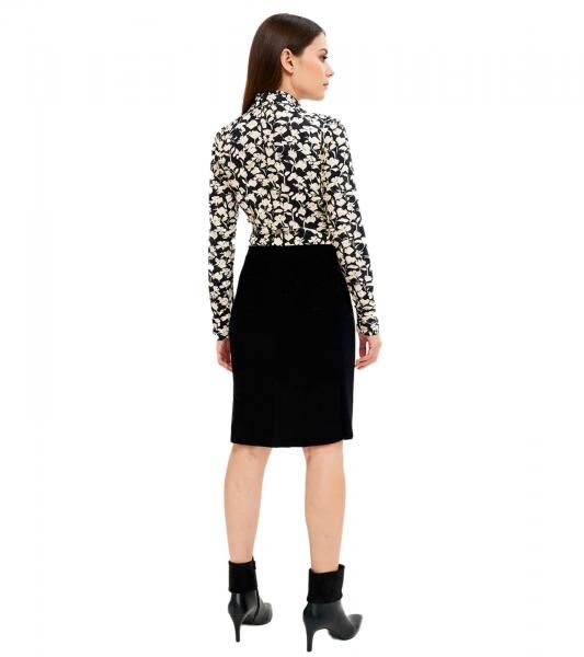 Damen ausgestellter Midi-Rock stylischer Strick-Rock 970081 Schwarz 